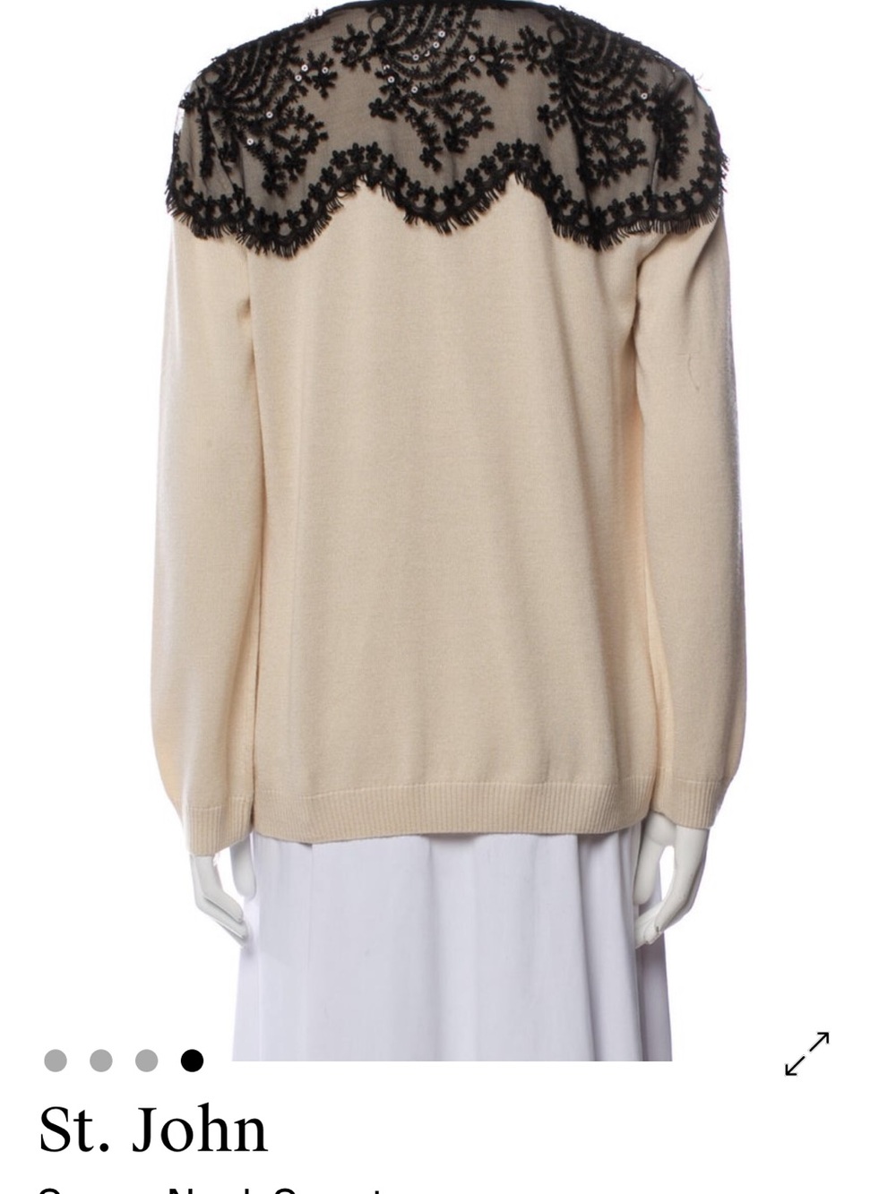 St. John Collection Cream & Black Lace Sweater Cardigan Set – Size M (US 6) - Picture 8 of 11